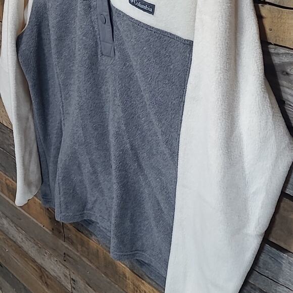 Columbia Pullover Fleece Jacket Half Snap Bentln Springs Gray White Womens 1X - Picture 6 of 9